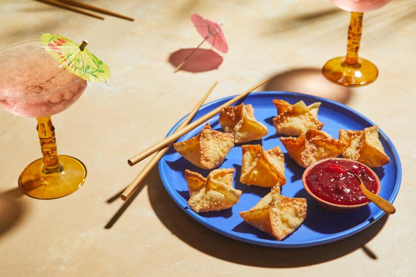 EL SEGUNDO, CA - Thursday, July 27, 2023: Crab Rangoons, made at the LA Times Test Kitchen in El Segundo. (Kell Lorenz / For The Times)